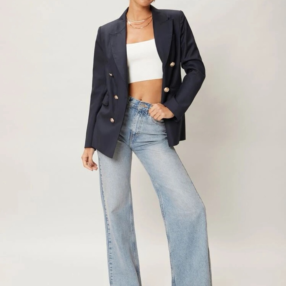MOTF Tailored Navy Blazer with Gold Buttons | Women’s XS | NEW - Picture 3 of 6